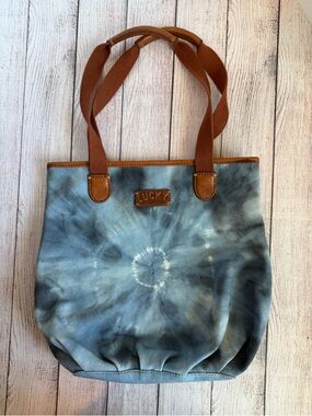 LUCKY Canvas Tie Dyed Blue Tote Bag